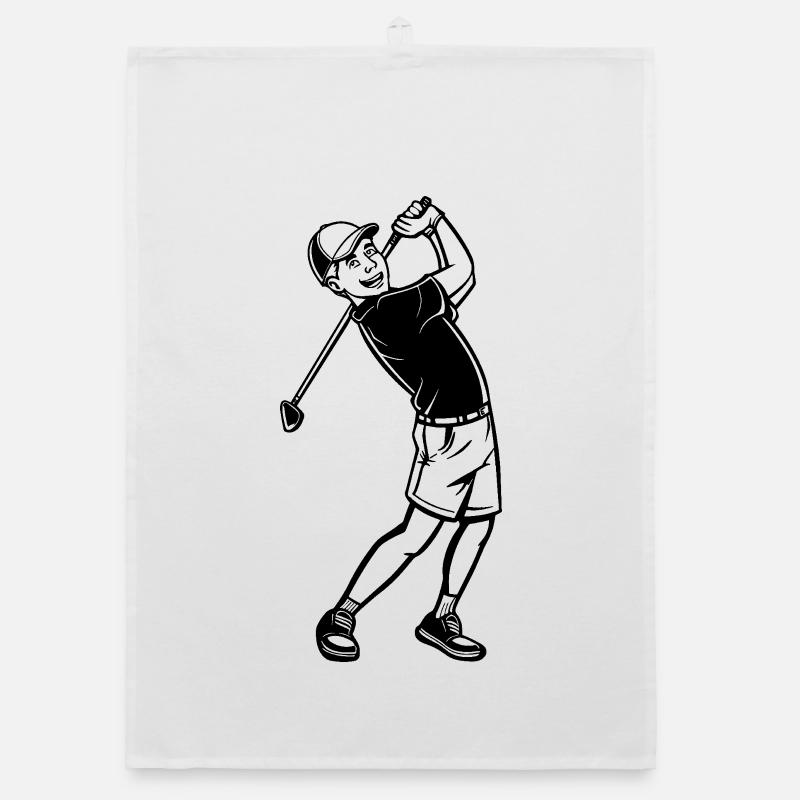 Golfer Sketch Organic dish towel