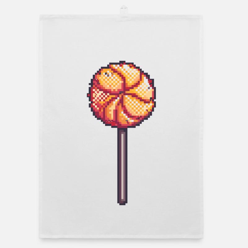 Pixel lollipops on a stick Organic dish towel
