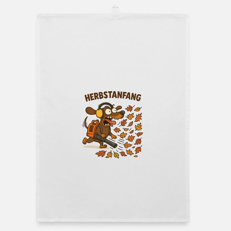 Herbstanfang Dackel Organic Geschirrtuch