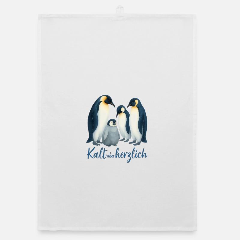Blue Winter Penguins Organic dish towel