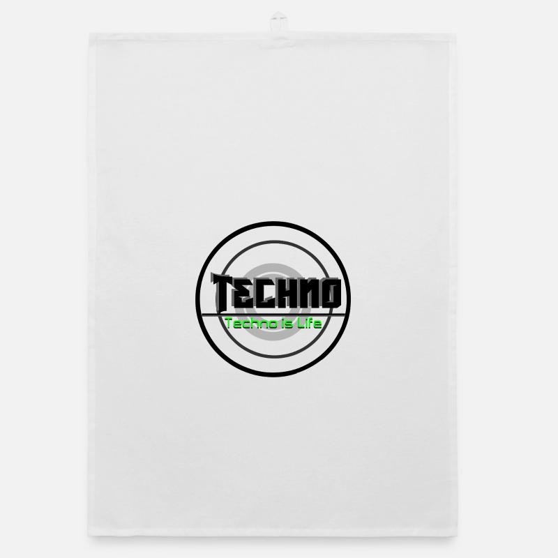 Techno Is Life Neon Logo - Organic Geschirrtuch - Weiß