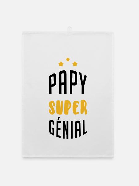 Papy Papi Grand-Père Retraite famille - Torchon bio - blanc - Devant