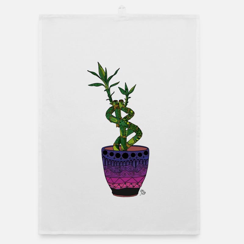 Glücksbambus im Topf Organic Geschirrtuch