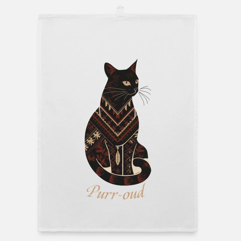 Native AmeriCan Purr-oud Cat lover texture pattern Organic dish towel