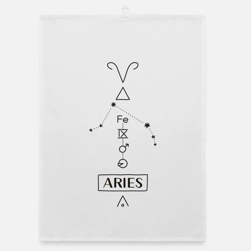 Aries - Widder Sternzeichen - schwarz Organic Geschirrtuch