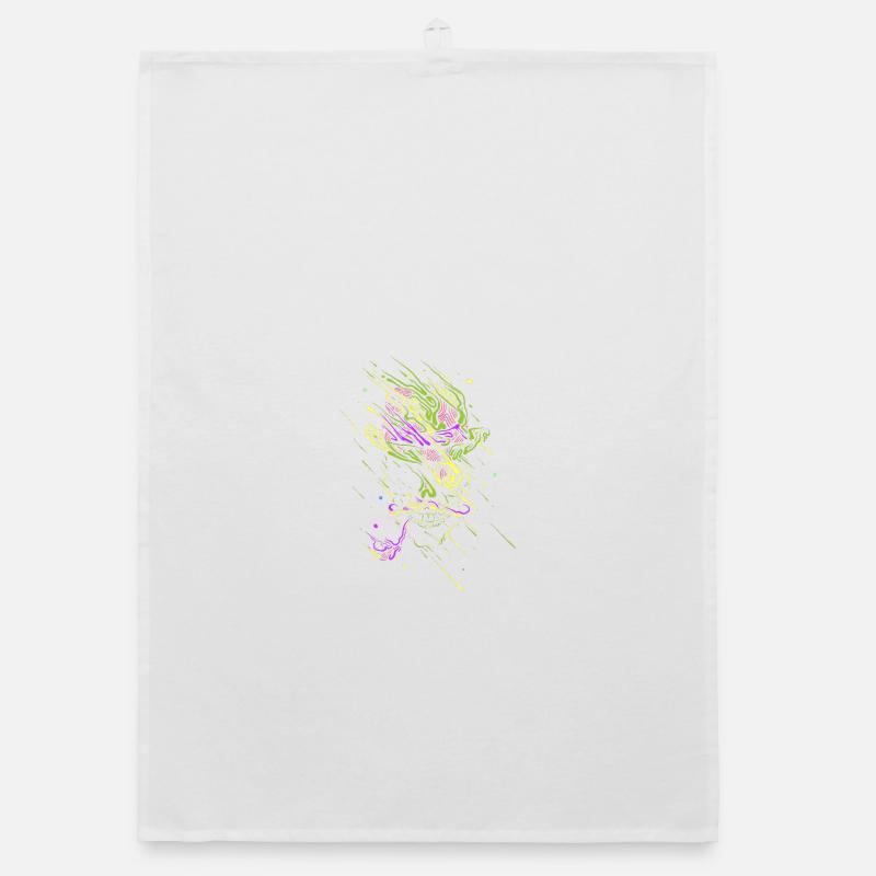 Glowing graffiti neon skull Organic dish towel