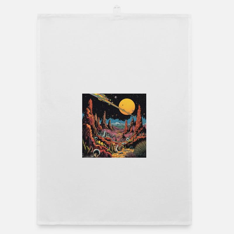 Futuristic Alien Planet Sky Organic dish towel