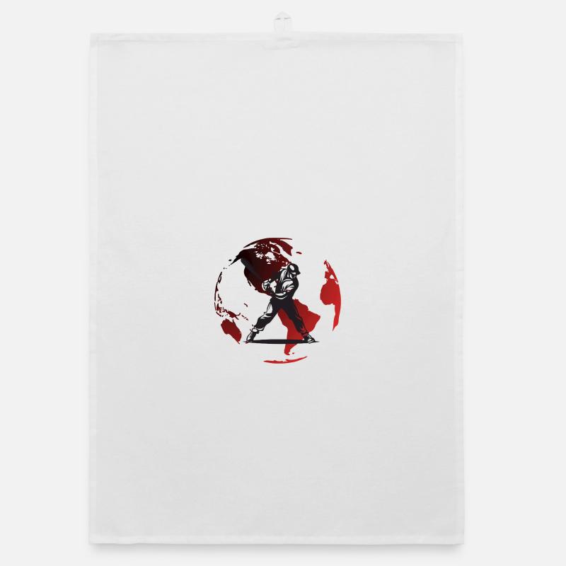 Red Globe Baseball Player Organic dish towel