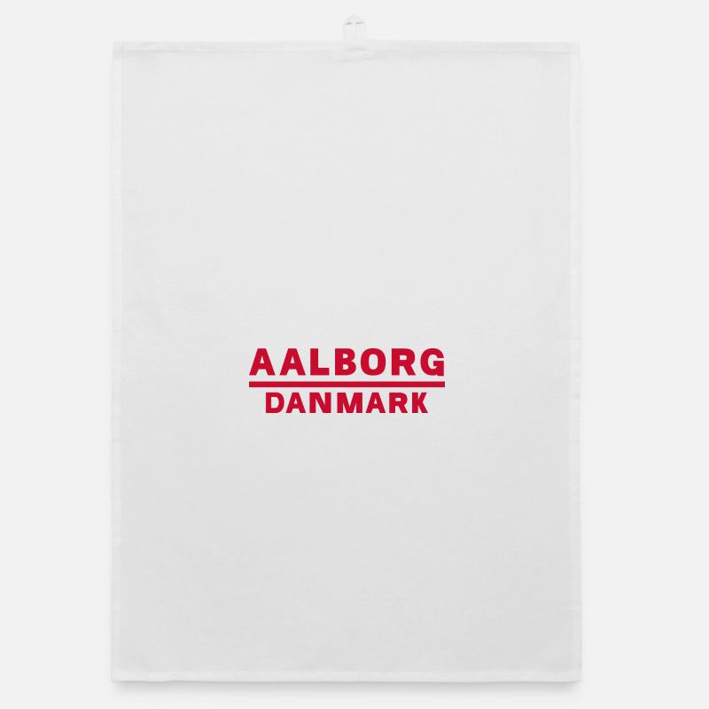 Aalborg Denmark Red Text Design Organic dish towel