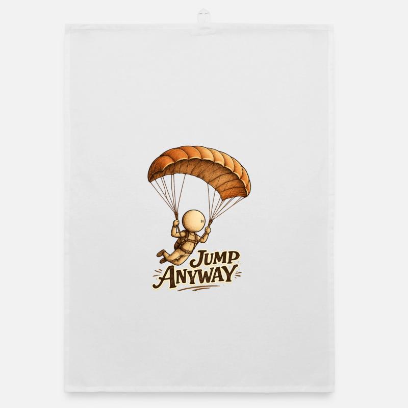 La Petite Pensée | Courage de sauter : Sauter quand même - Torchon bio - blanc