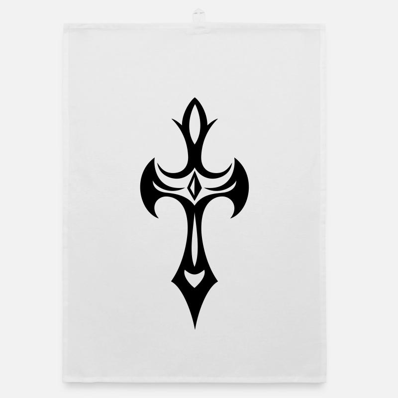 Cross, Crucifix, with gemstone and thorns. Organic dish towel