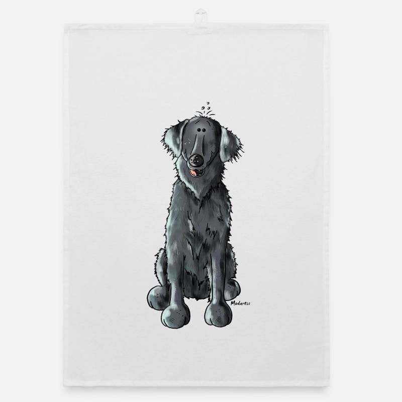 Happy Flat Coated Retriever Organic dish towel