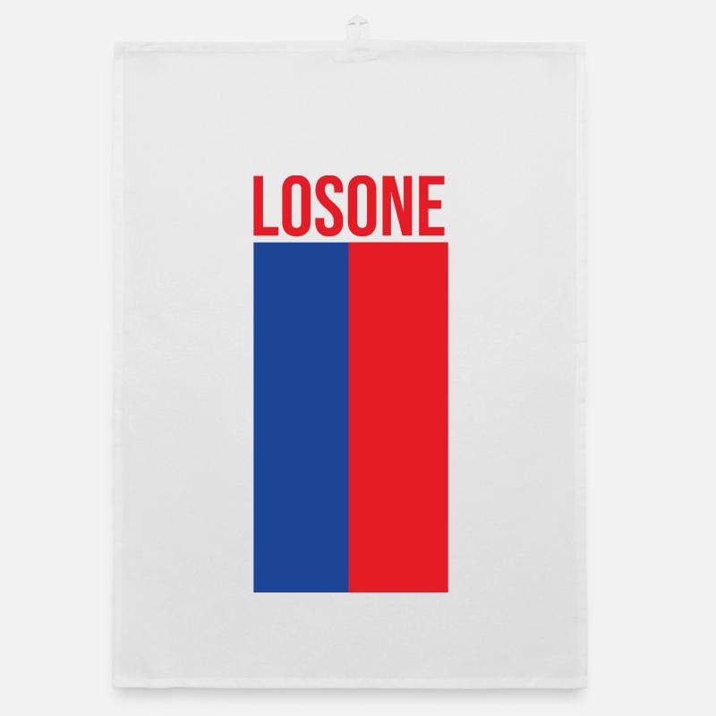 Minimalist Losone Flag Design Organic Geschirrtuch