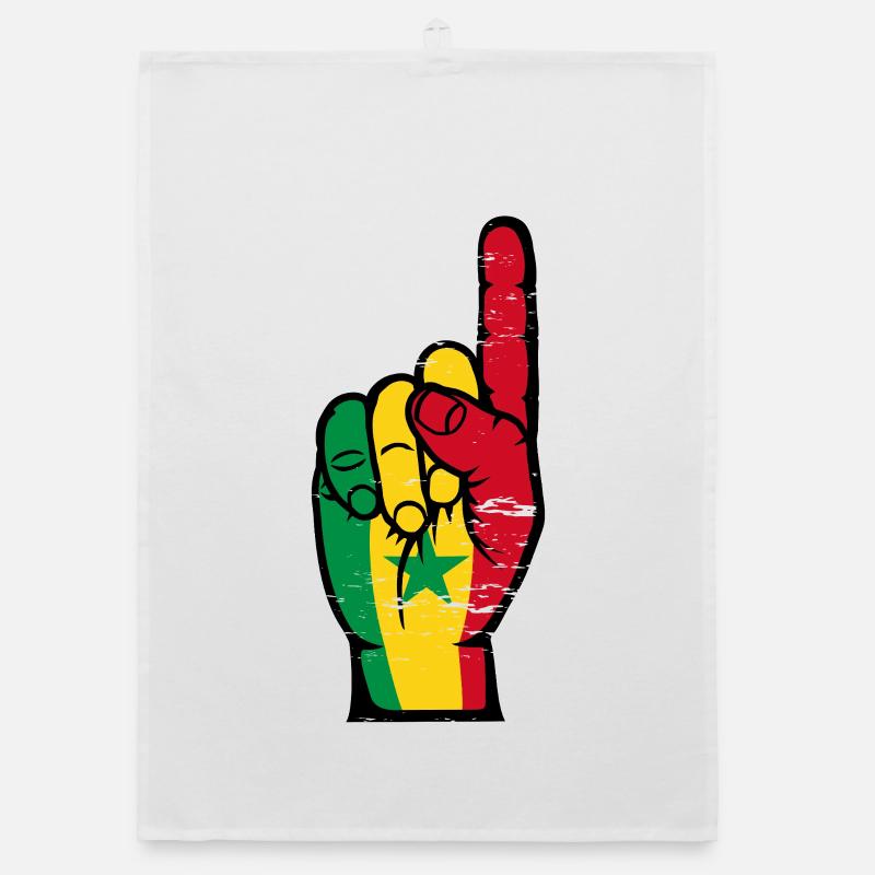 Main des drapeaux du Sénégal Torchon bio