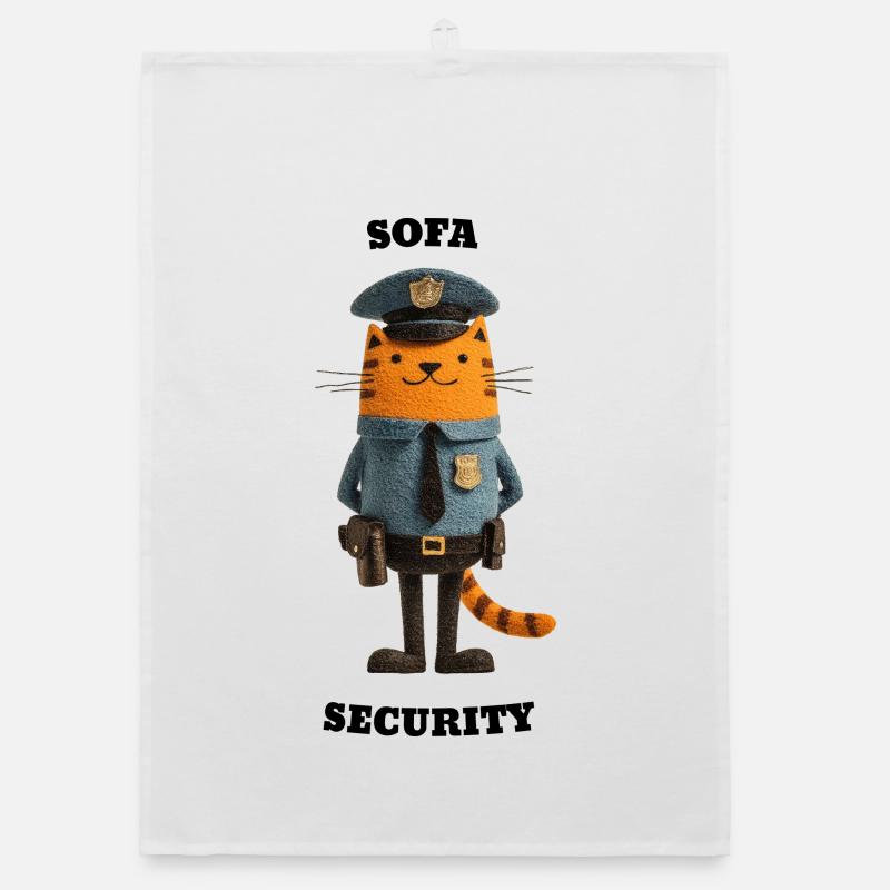 sécurité du canapé - illustration de chats drôles Torchon bio