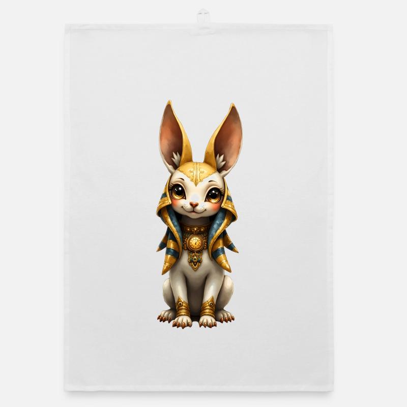 Le Lapin Guerrier en armure dorée Torchon bio