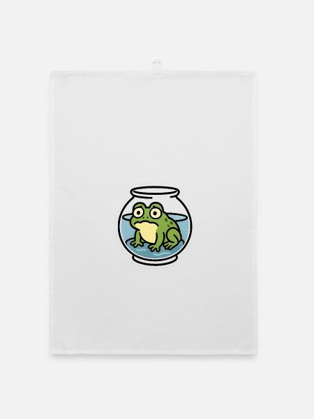 Grenouille dans un bol - Torchon bio - blanc - Devant