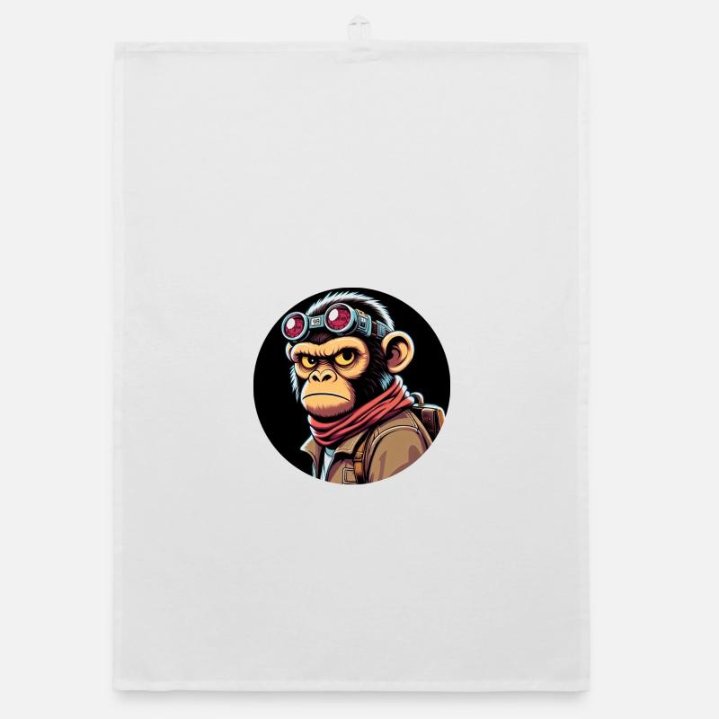 Monkey with glasses Evil Eye Organic dish towel