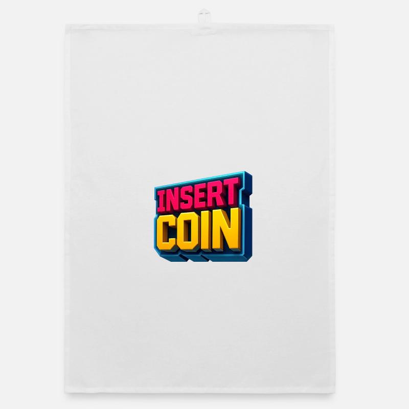 Neon Retro Gaming Design - Organic Geschirrtuch - Weiß