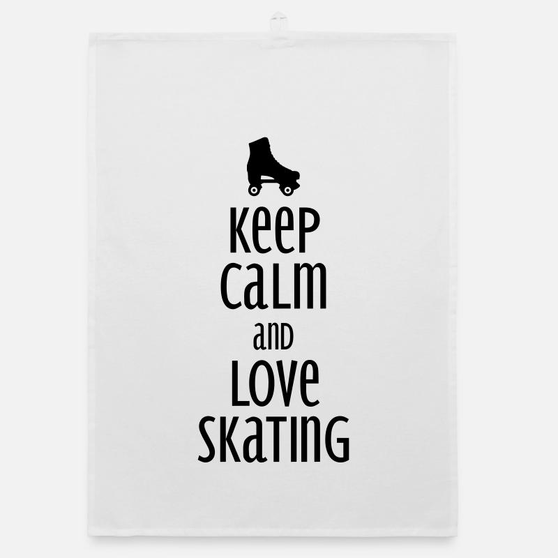 keep calm and love skating - Organic dish towel - white