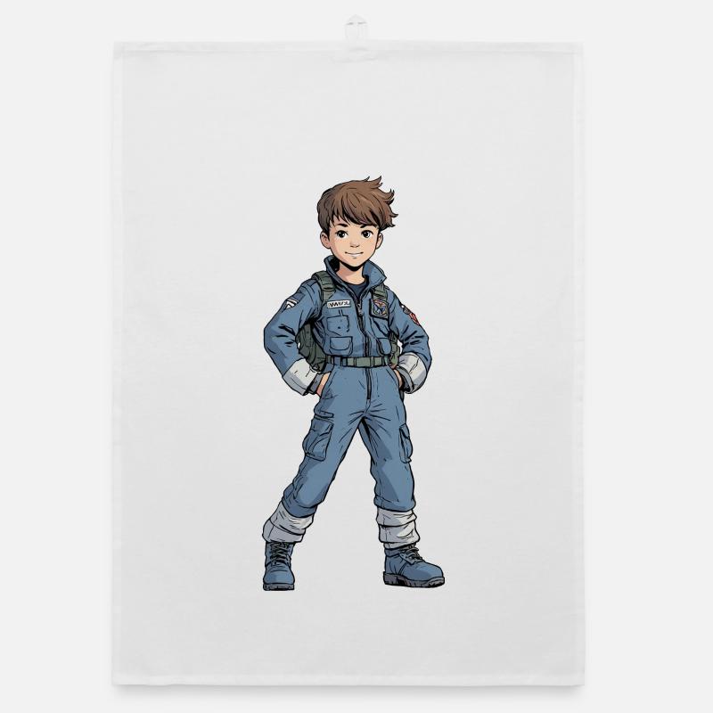 Vintage Comic Fighter Pilot Organic dish towel