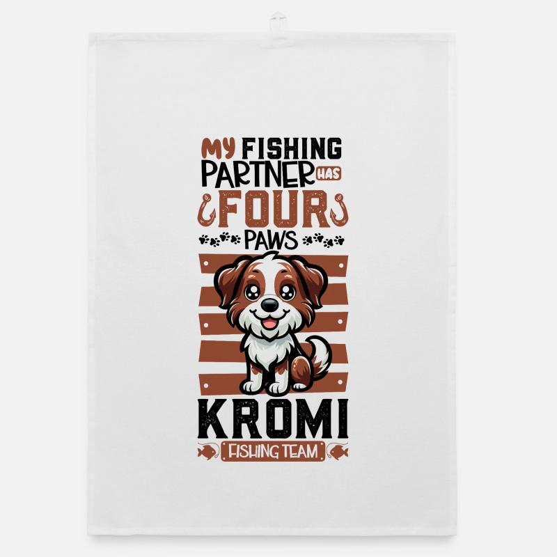 Fishing and Kromfohrländer Organic dish towel