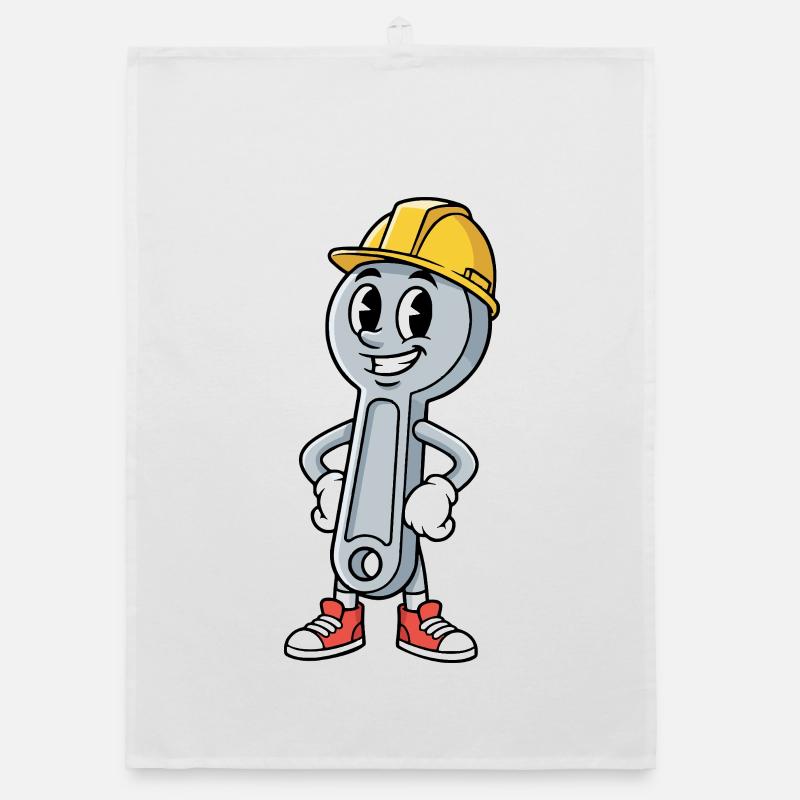 Technicien Dessin animé Clé Humour Mécanique Torchon bio