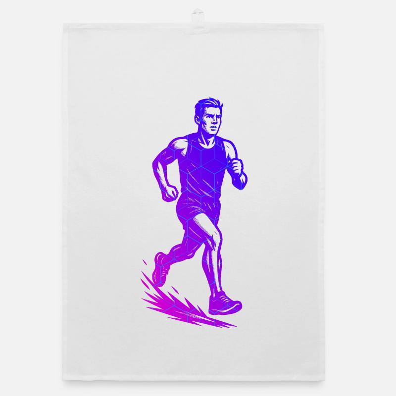 Fresh running motif for races Organic dish towel