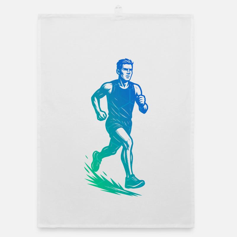 Charakterstarkes Running Design Organic Geschirrtuch