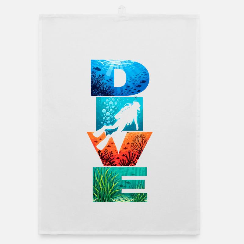Dive Unterwasserbuchstaben Kunst Organic Geschirrtuch