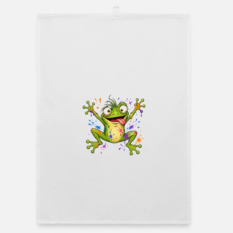 Grenouille coquine avec des éclaboussures de peinture Torchon bio