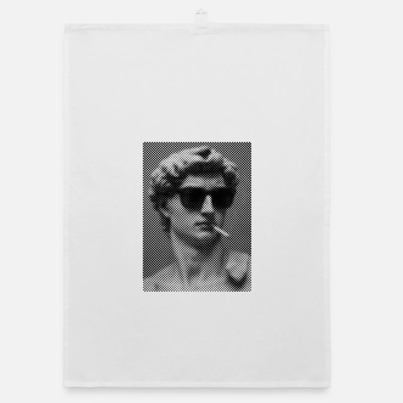 David Michelangelo smoking a cigarette Organic dish towel
