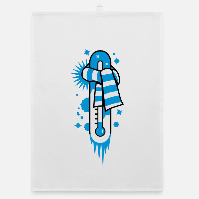 Thermometer on the freezing point Organic dish towel