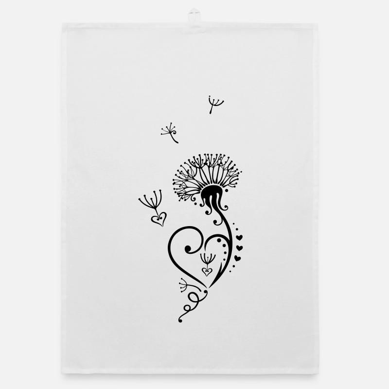 Löwenzahn, Valentinstag, dandelion, hearts Torchon bio