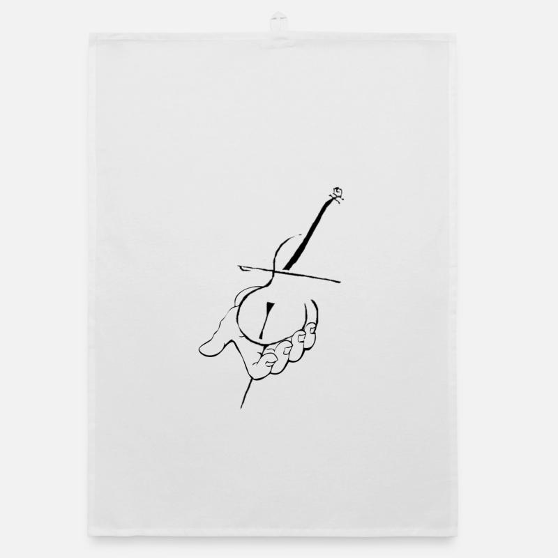Cello in der Hand - Organic dish towel - white