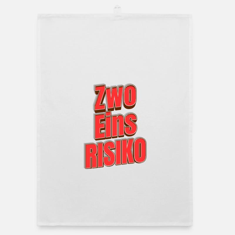 Zwo Eins Risiko Großbuchstaben Typo - Organic Geschirrtuch - Weiß