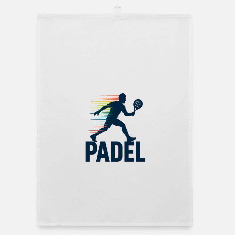 Padel Silhouette im Regenbogen - Organic Geschirrtuch - Weiß