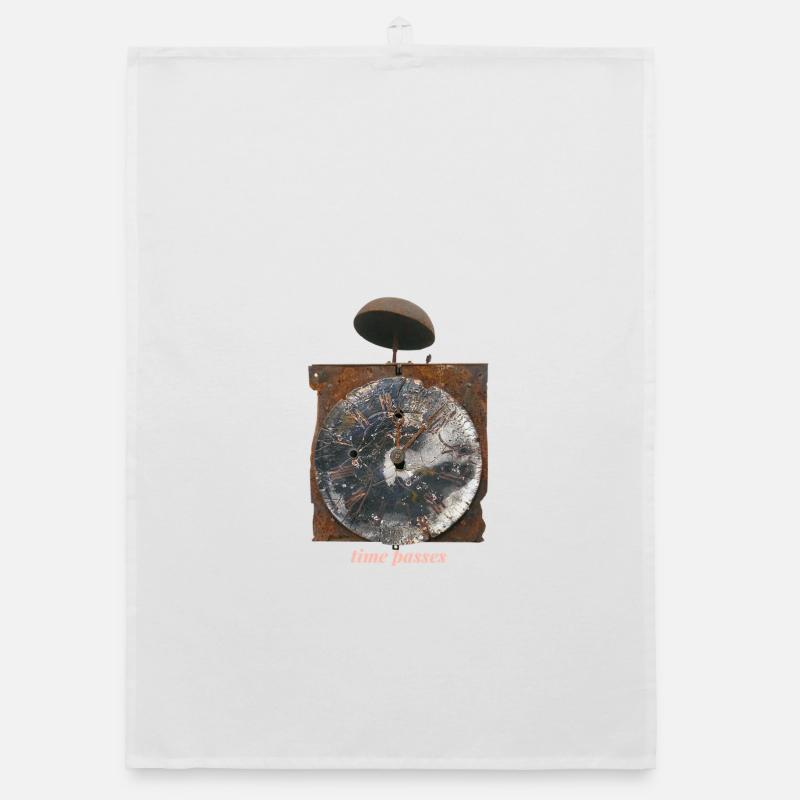 Rusty clock Time passes Organic dish towel