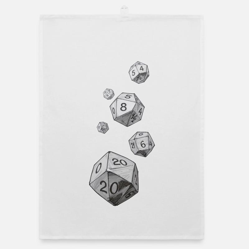 Black and White Role-Playing Dice – Falling Dice Organic dish towel