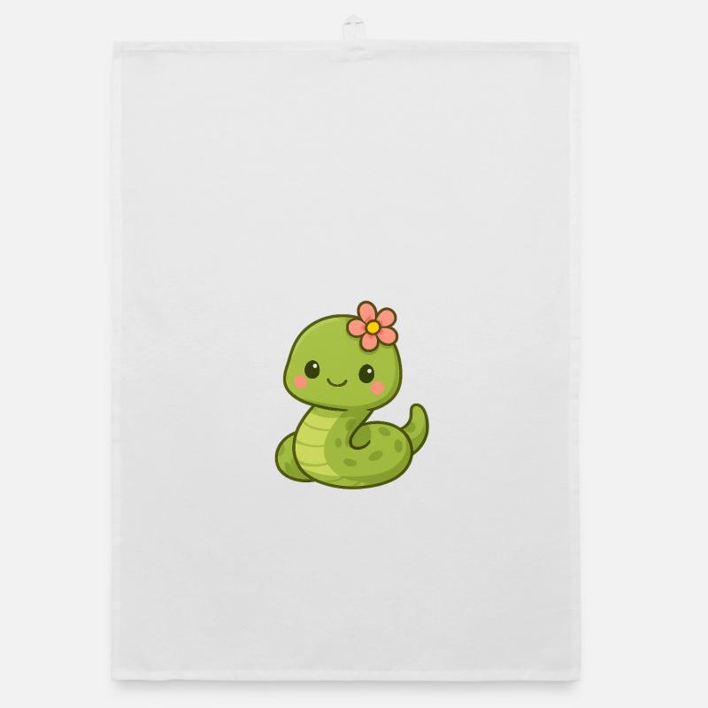 Mignon serpent dame avec fleur Torchon bio