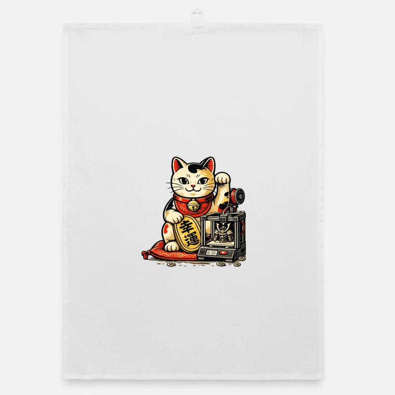 Lucky Maker Cat – Le Chat Porte-Bonheur des Créate Torchon bio