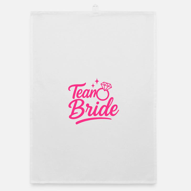 Team Bride Pink Ring Script Organic dish towel