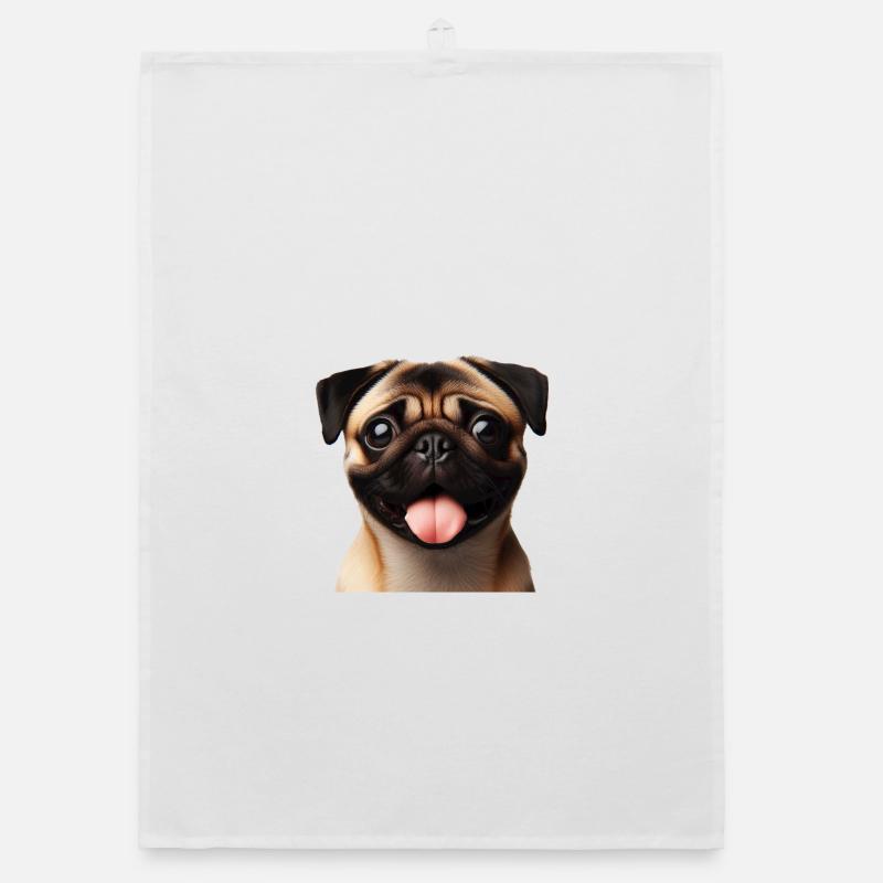 A happy pug Organic dish towel