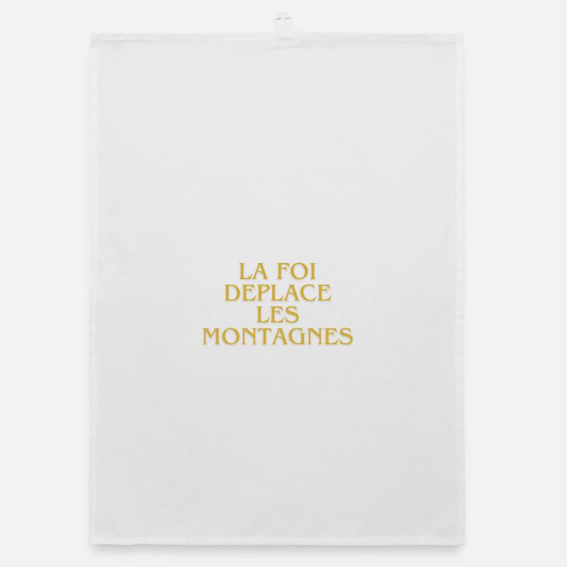 Foi Déplace les Montagnes Typo Doré - Torchon bio - blanc