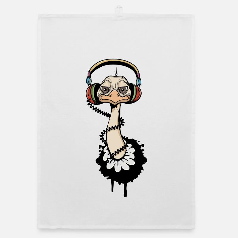 Une autruche avec un casque Torchon bio