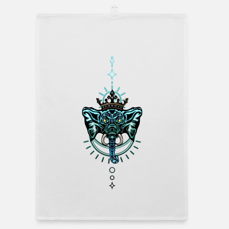 Éléphant décoratif avec couronne. Torchon bio