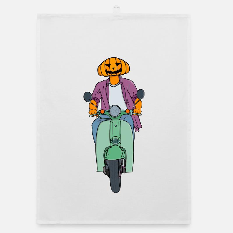 Kürbisfahrer auf Mint Scooter Organic Geschirrtuch