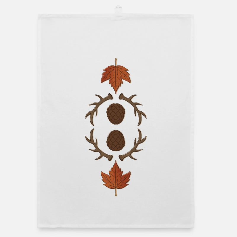 Autumn Pinecone Antlers Maple Leaf Organic dish towel