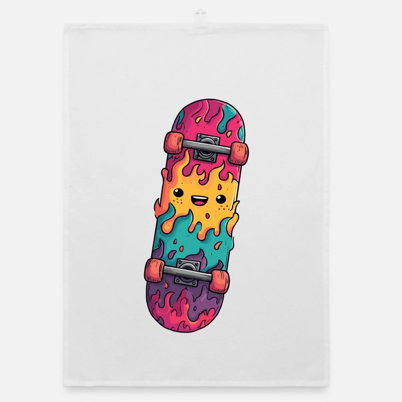 Visage rieur de Flame Skateboard Torchon bio