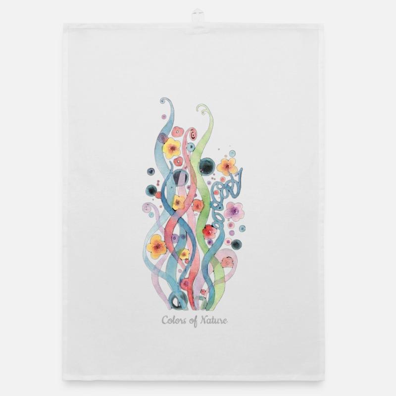 Couleurs de la nature : Fleurs aquarelles Torchon bio